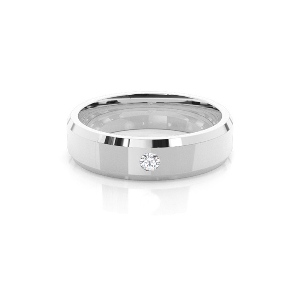Studded Beveled Profile Comfort Fit Diamond Wedding Band