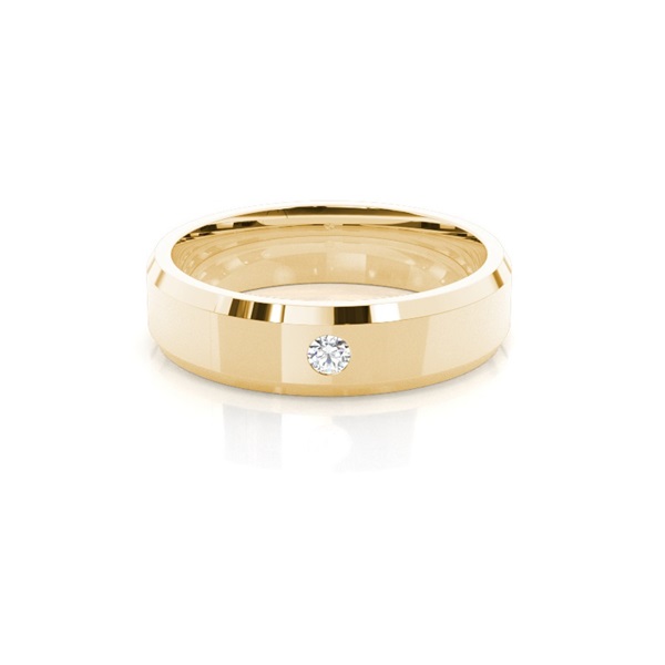 Studded Beveled Profile Comfort Fit Diamond Wedding Band