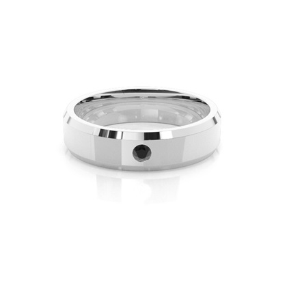 Beveled Profile Comfort Fit Black Diamond Wedding Band