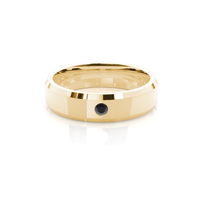 Beveled Profile Comfort Fit Black Diamond Wedding Band