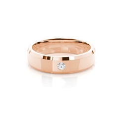 Studded Beveled Profile Comfort Fit Diamond Wedding Band