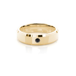 Beveled Profile Comfort Fit Black Diamond Wedding Band