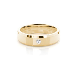 Studded Beveled Profile Comfort Fit Diamond Wedding Band