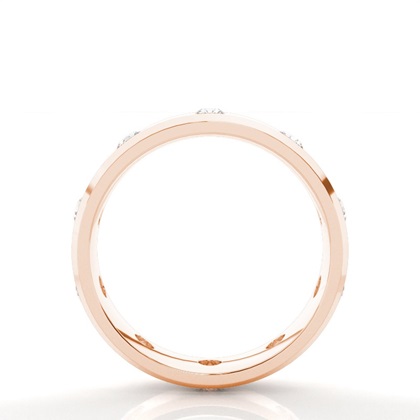 Studded Beveled Profile Comfort Fit Diamond Wedding Band