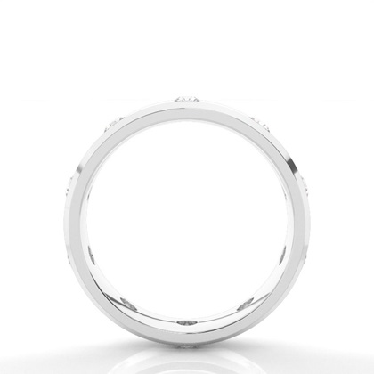 Studded Beveled Profile Comfort Fit Diamond Wedding Band