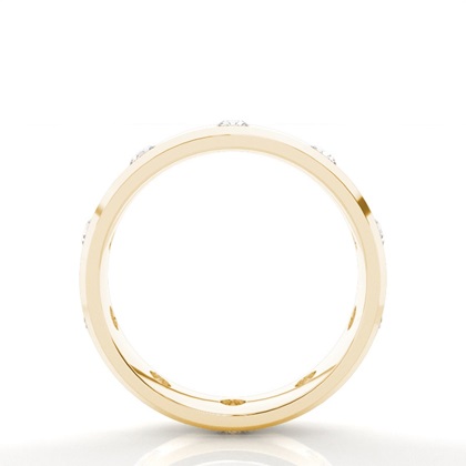 Studded Beveled Profile Comfort Fit Diamond Wedding Band