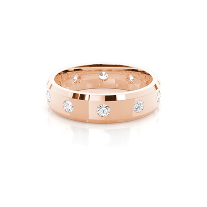 Studded Beveled Profile Comfort Fit Diamond Wedding Band