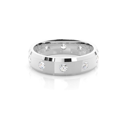Studded Beveled Profile Comfort Fit Diamond Wedding Band