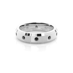 Studded Beveled Profile Comfort Fit Black Diamond Wedding Band