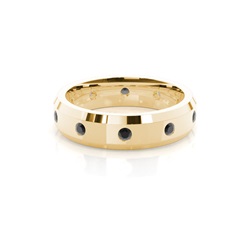 Studded Beveled Profile Comfort Fit Black Diamond Wedding Band
