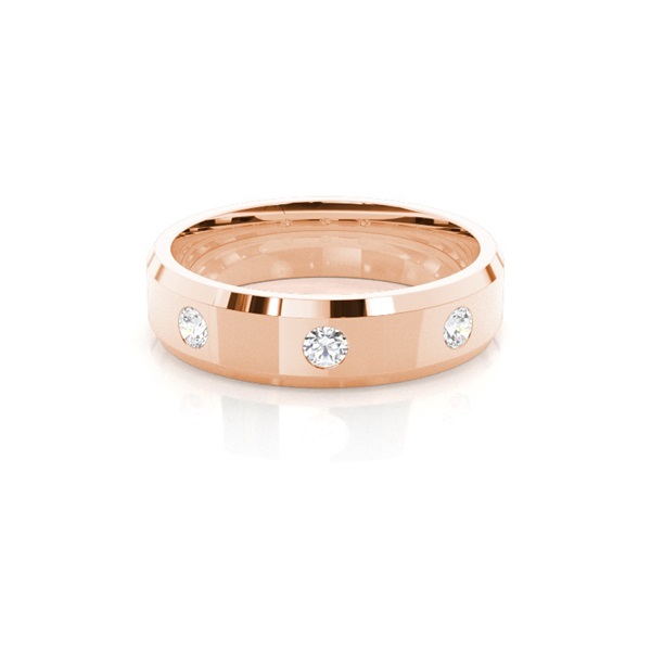 Studded Beveled Profile Comfort Fit Diamond Wedding Band