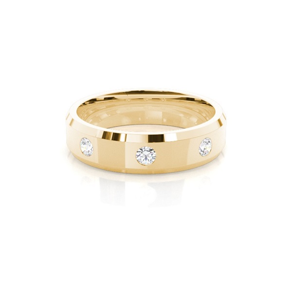 Studded Beveled Profile Comfort Fit Diamond Wedding Band