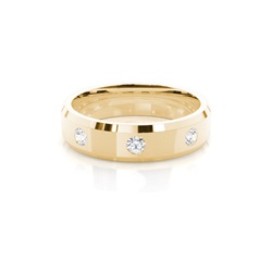 Studded Beveled Profile Comfort Fit Diamond Wedding Band