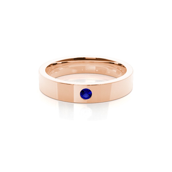 Flush Setting Round Blue Sapphire Mens Wedding Band