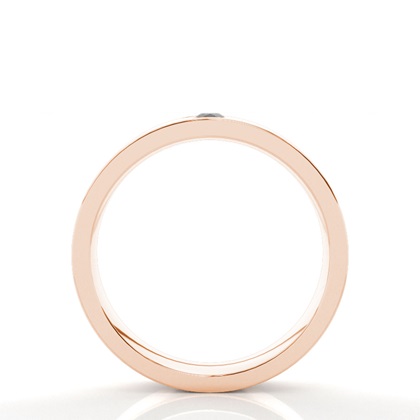 Comfort Fit Ehering mit flachem Profil und schwarzem Diamanten