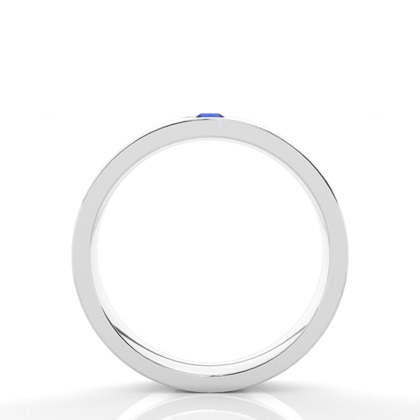 Eingeriebene Fassung Runder Blauer Saphir Herren Ehering