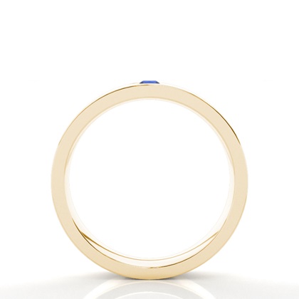 Flush Setting Round Blue Sapphire Mens Wedding Band