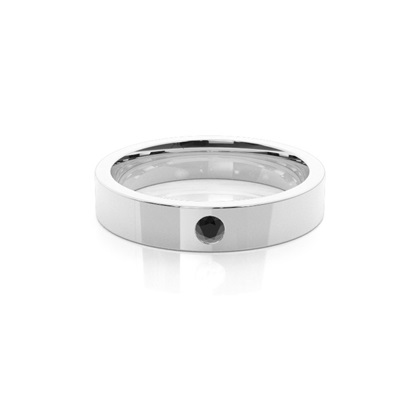 Flat Profile Comfort Fit Black Diamond Wedding Band