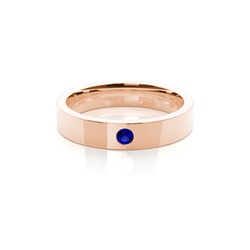 Eingeriebene Fassung Runder Blauer Saphir Herren Ehering