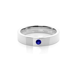 Flush Setting Round Blue Sapphire Mens Wedding Band