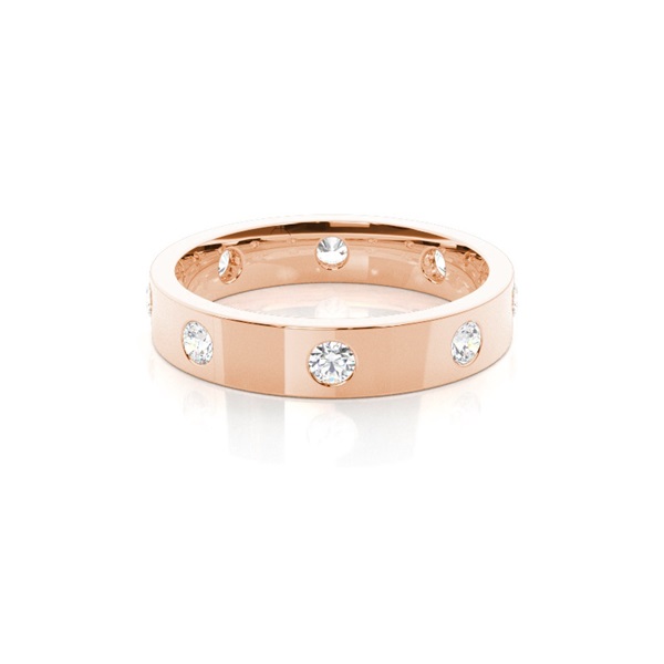 Studded Flat Profile Comfort Fit Diamond Wedding Band