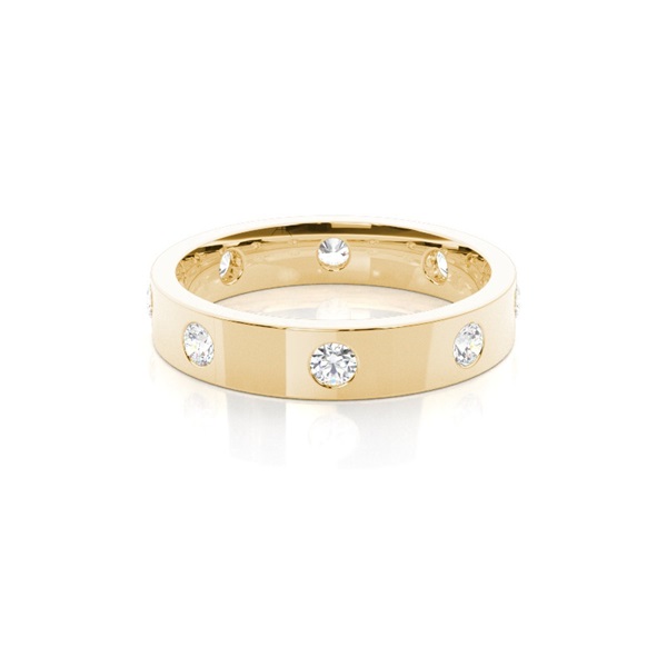 Studded Flat Profile Comfort Fit Diamond Wedding Band
