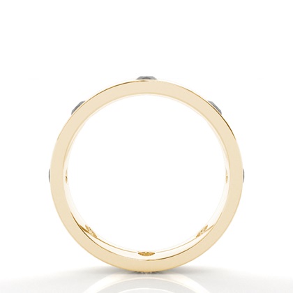 Studded Flat Profile Comfort Fit Black Diamond Wedding Band