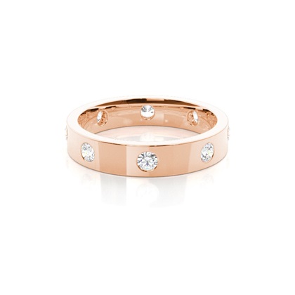 Studded Flat Profile Comfort Fit Diamond Wedding Band