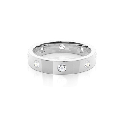 4.00mm Studded Flat Profile Comfort Fit Diamond Wedding Band