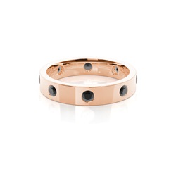Studded Flat Profile Comfort Fit Black Diamond Wedding Band