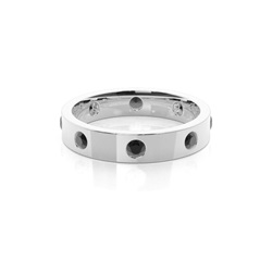 Studded Flat Profile Comfort Fit Black Diamond Wedding Band