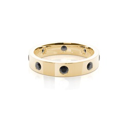 Studded Flat Profile Comfort Fit Black Diamond Wedding Band