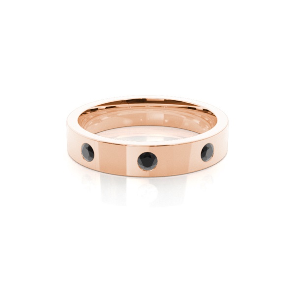 Flat Profile Comfort Fit Black Diamond Wedding Band