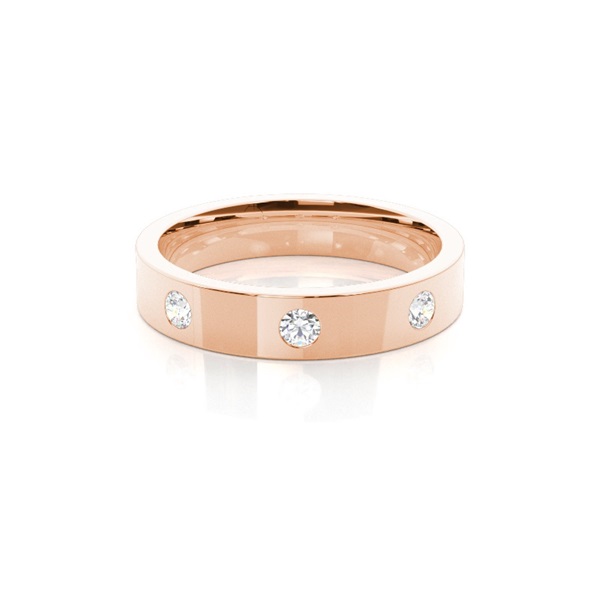 Studded Flat Profile Comfort Fit Diamond Wedding Band