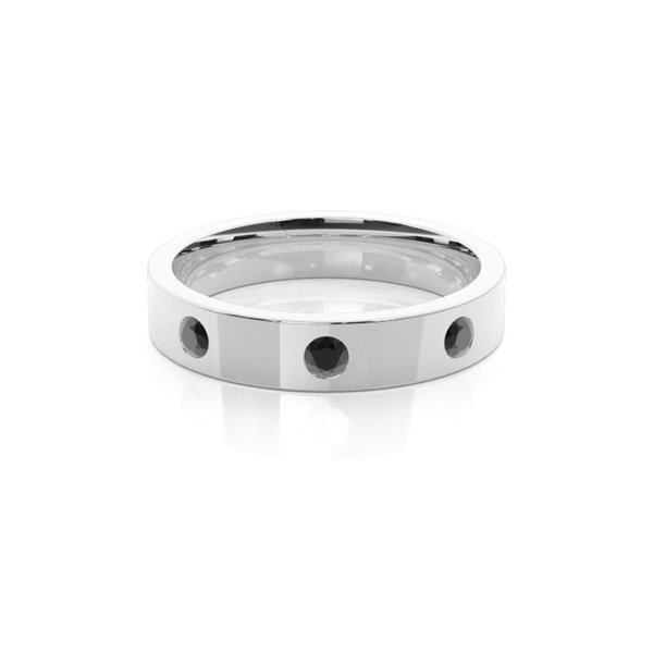 Flat Profile Comfort Fit Black Diamond Wedding Band