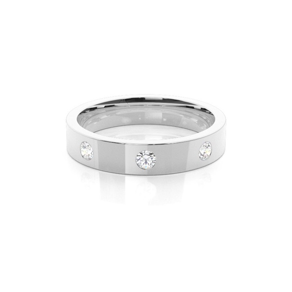 Studded Flat Profile Comfort Fit Diamond Wedding Band