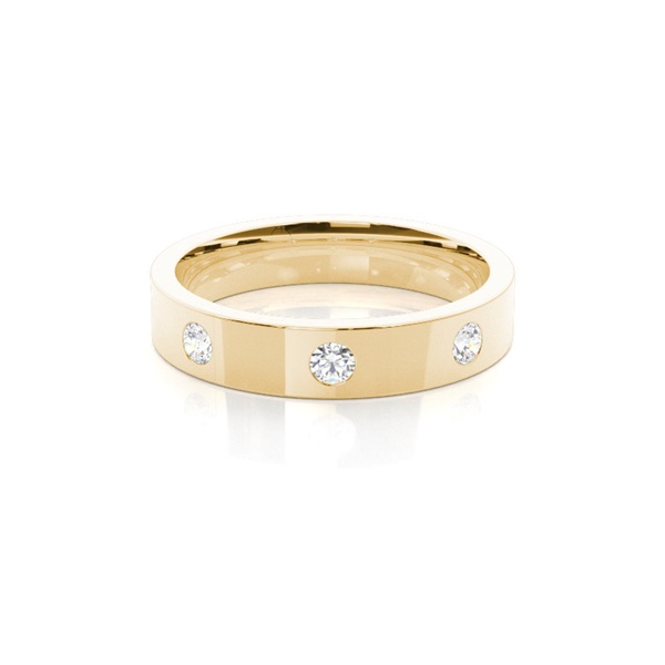 Studded Flat Profile Comfort Fit Diamond Wedding Band