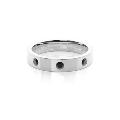 Flat Profile Comfort Fit Black Diamond Wedding Band