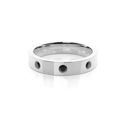 Flat Profile Comfort Fit Black Diamond Wedding Band
