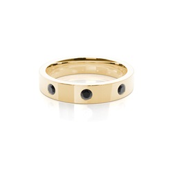 Flat Profile Comfort Fit Black Diamond Wedding Band
