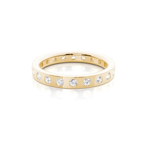 Studded Flat Profile Comfort Fit Diamond Wedding Band