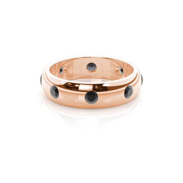 Studded Low Dome Standard Fit Black Diamond Wedding Band