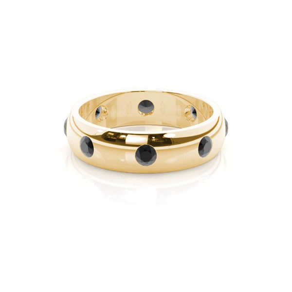 Studded Low Dome Standard Fit Black Diamond Wedding Band