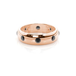 Studded Low Dome Standard Fit Black Diamond Wedding Band