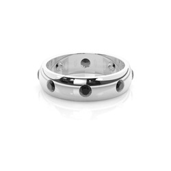 Studded Low Dome Standard Fit Black Diamond Wedding Band