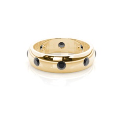 Studded Low Dome Standard Fit Black Diamond Wedding Band