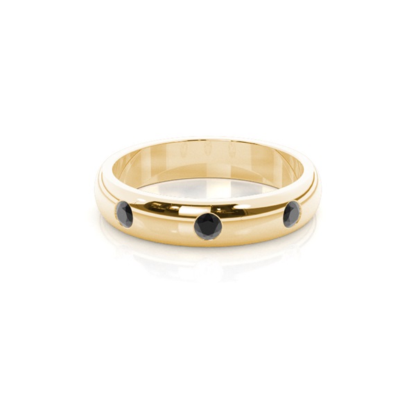 Studded Low  Dome Standard Fit Black Diamond Wedding Band