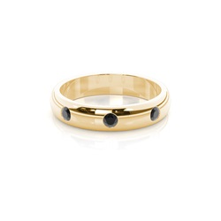 Studded Low  Dome Standard Fit Black Diamond Wedding Band