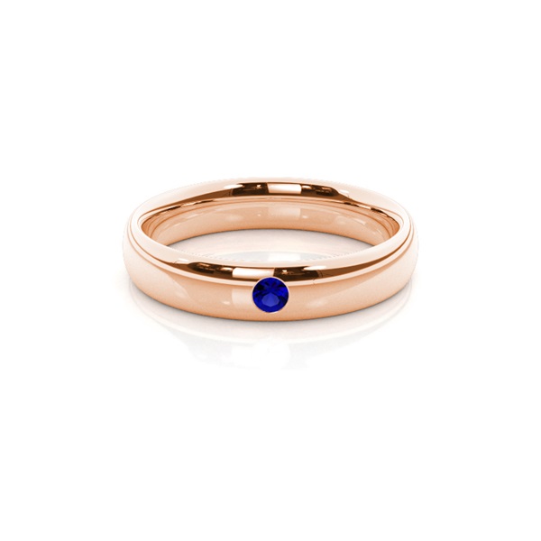 Flush Setting Round Blue Sapphire Mens Wedding Band
