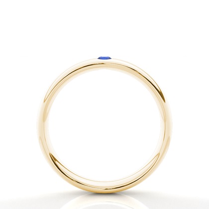 Eingeriebene Fassung Runder Blauer Saphir Herren Ehering